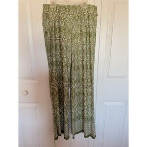 New Directions Green Printed Wide-Leg Pants | Size Small